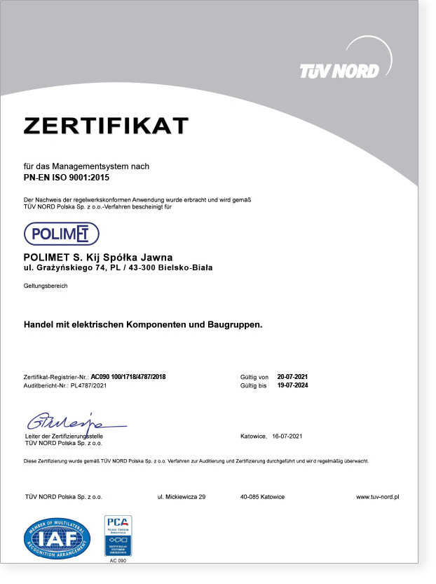 Certyfikat DE